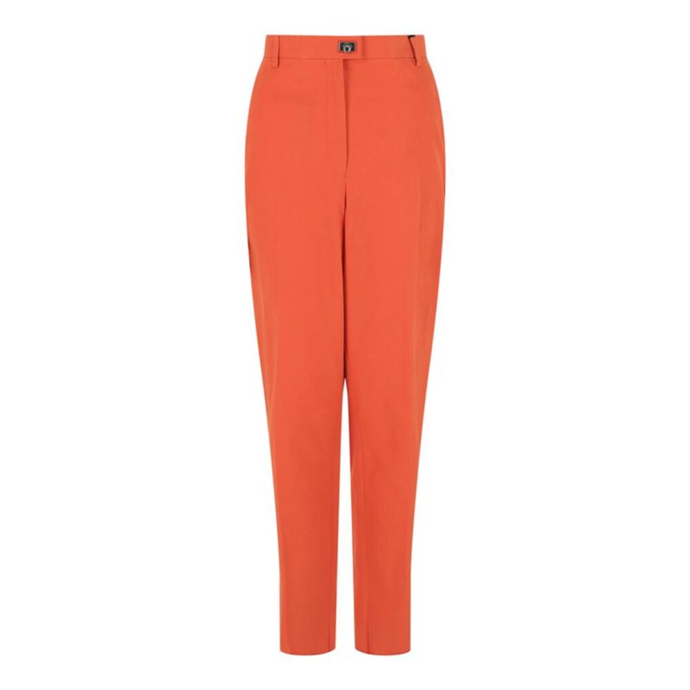 Ferragamo Gancini-Plaque Straight-Leg Trousers Orange Womens